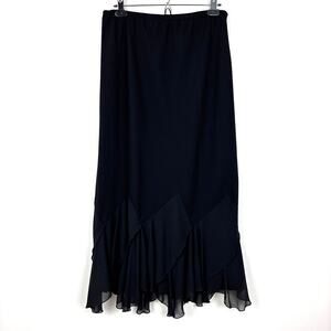 Vintage 90s Midi Maxi Skirt US 16 asymmetric hem black whimsigoth vamp